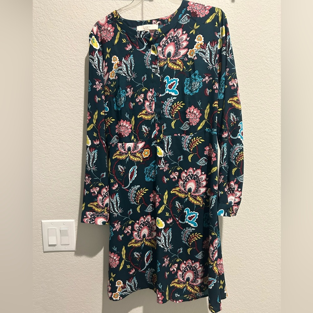 LOFT Vibrant Floral Patterned Dress
